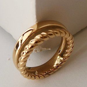 NEW 18K Gold Plated Double Layer Open Ring 0